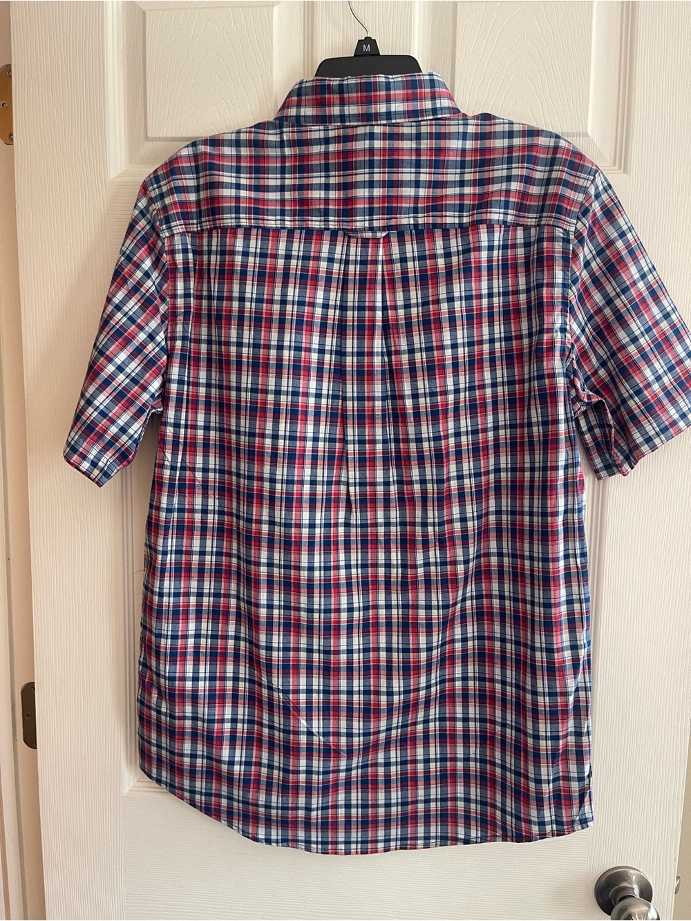 Chaps Men's Short-Sleeve Plaid Button-Down Shirt - Blue & Red - Picture 3 of 4